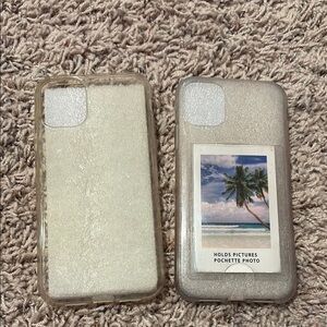 iPhone 11 Glitter Clear White Phone Case with Photo Pocket and Clear phone case